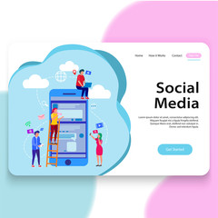 Wall Mural - social media illustration landing page template