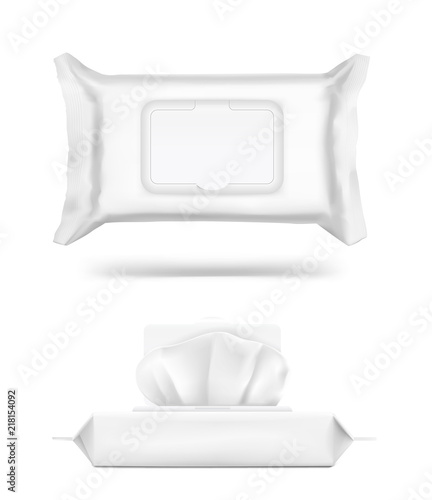 Download Wet Wipes Flow Pack With Realistic Transparent Shadows On White Background Vector Template For Your Design Front And Side View Can Be Used For Medical Cosmetic And Hygiene Eps10 Buy This Yellowimages Mockups
