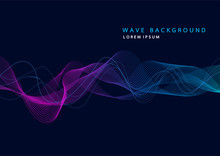 Abstract Background With Dynamic Particle Sound Waves. Wave Of Musical Soundtrack For Record. Vector Illustration