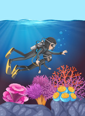 Wall Mural - A kid learn to diving