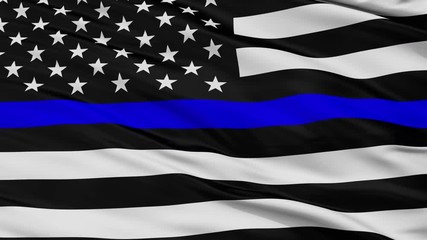 Wall Mural - Blue Lives Matter Flag, Close Up View Realistic Animation Seamless Loop