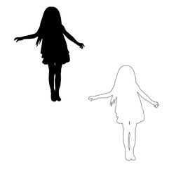 Wall Mural - little girl and outline on white background