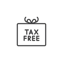 Tax Free Shopping Outline Icon. Linear Style Sign For Mobile Concept And Web Design. Simple Line Vector Icon. Symbol, Logo Illustration. Pixel Perfect Vector Graphics