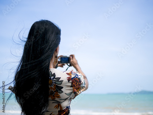 Portrait Of A Cute Asian Woman Wearing Retro Dress Standing