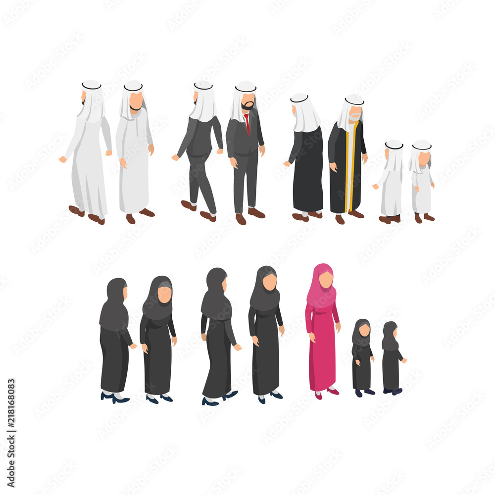Isometric Character Design Wearing Arabian Traditional Clothes. Man ...