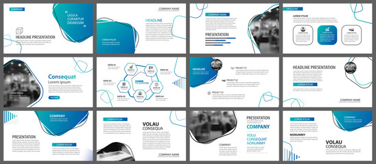 Presentation and slide layout background. Design blue and green gradient geometric template. Use for business annual report, flyer, marketing, leaflet, advertising, brochure, modern style.