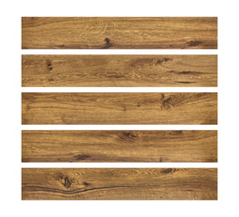 Poster - Wood planks isolated on white background. Brown wooden board. ( Clipping path )