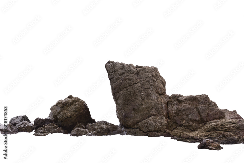 Rock cliff in nature isolated on white background. - obrazy, fototapety, plakaty 