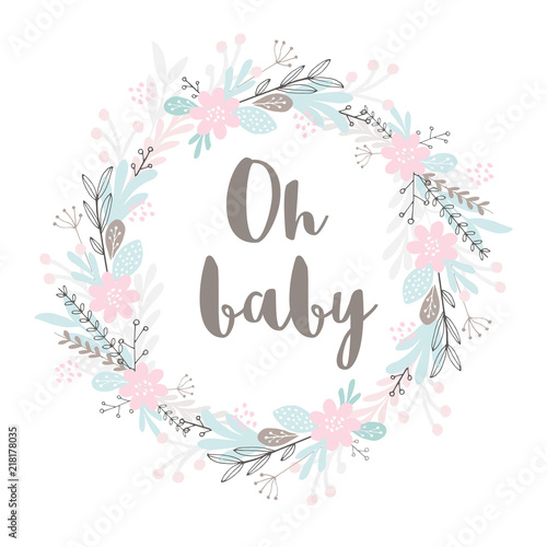 Download Oh Baby, Cute Hand Drawn Baby Shower Vector Illustration ...