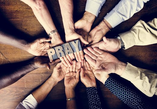 Diverse religious people's hands