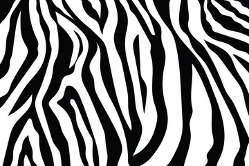 Wall Mural - Zebra Stripes Pattern. Zebra print, animal skin, tiger stripes, abstract pattern, line background, fabric. Amazing hand drawn vector illustration. Poster, banner. Black and white artwork, monochrom