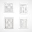 Vector set of wooden and plastic windows in realistic style, jalousie and transparent glass.