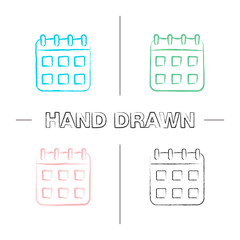 Poster - Calendar hand drawn icons set