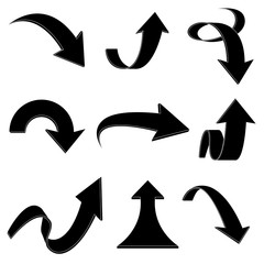 Wall Mural - arrows. bent and curled up black flat icons