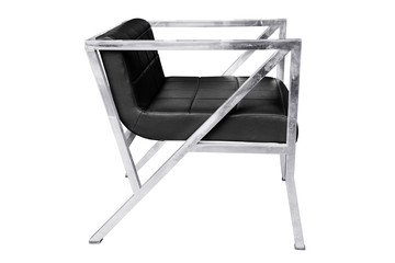 Wall Mural - Stainless steel chair with leather cushion isolated.