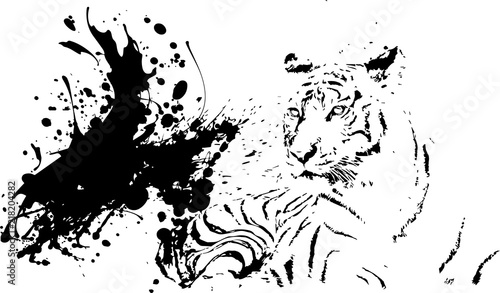 虎の墨絵アート Stock ベクター Adobe Stock