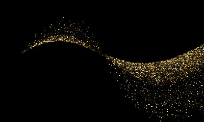 Aufkleber - Golden glitter particles wave of sparkling confetti trail. Vector gold light shine trace for Christmas or premium fashion and luxury cosmetic design