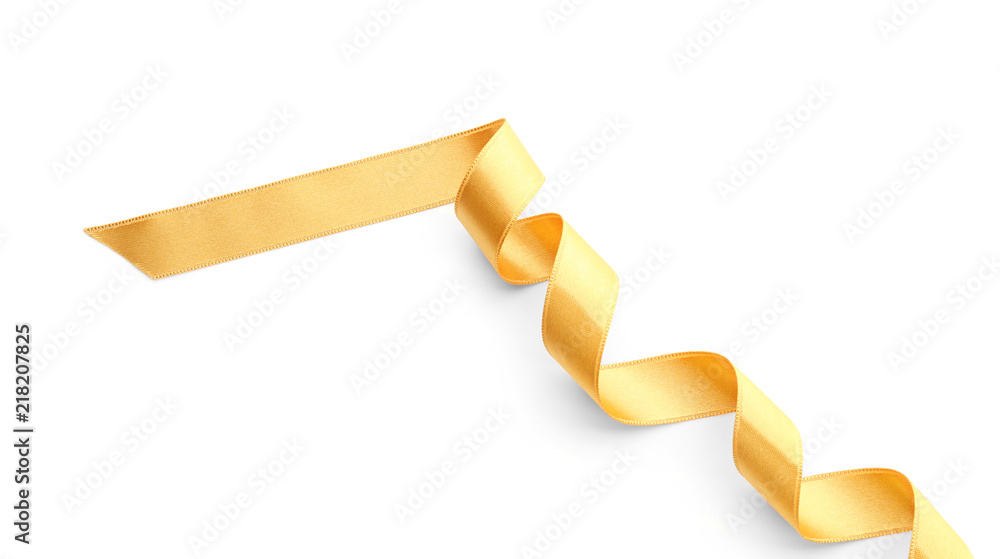 Beautiful golden ribbon on white background