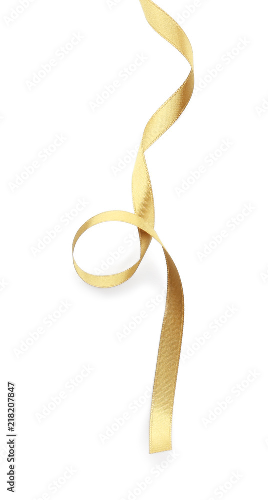Beautiful golden ribbon on white background