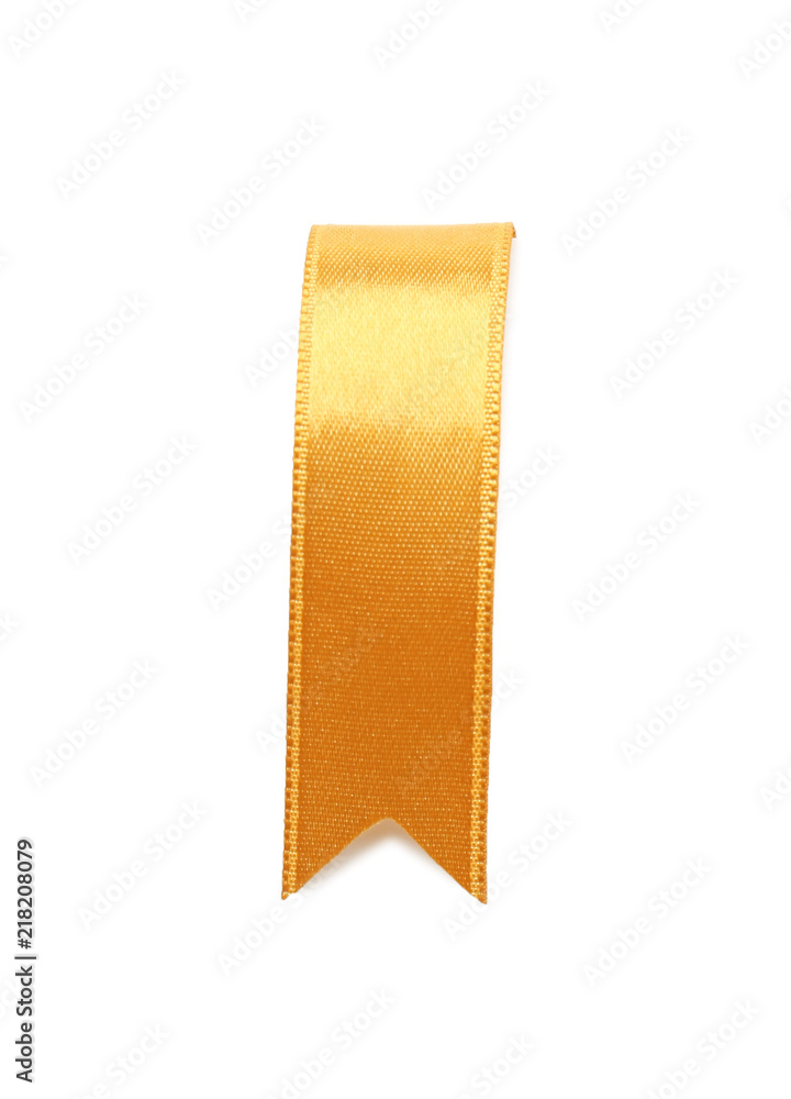 Golden ribbon on white background