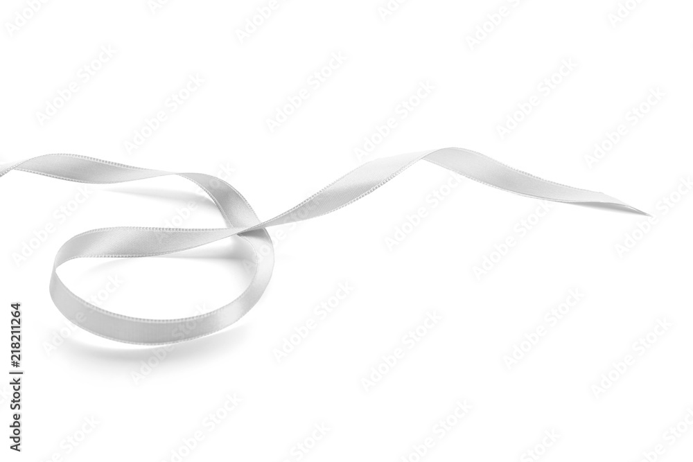 Silver ribbon on white background