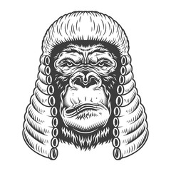 Sticker - Serious gorilla in monochrome style