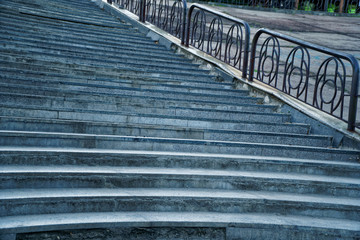 Street stairs with steel handrail, no people