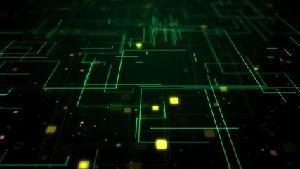 Wall Mural - 3d render abstract technology background with lines and particles. loopable animation with depth of 