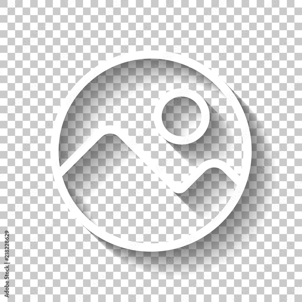 Simple picture icon. Linear symbol, thin outline. White icon wit Stock ...