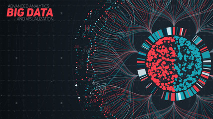 Wall Mural - Big data circular visualization. Futuristic infographic. Information aesthetic design. Visual data complexity. Complex data threads graphic. Social network representation. Abstract graph