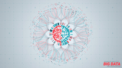 Big data circular visualization. Futuristic infographic. Information aesthetic design. Visual data complexity. Complex data threads graphic. Social network representation. Abstract graph