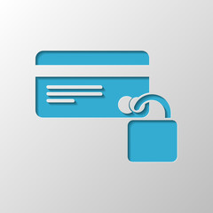 credit card protection icon. Paper design. Cutted symbol with sh