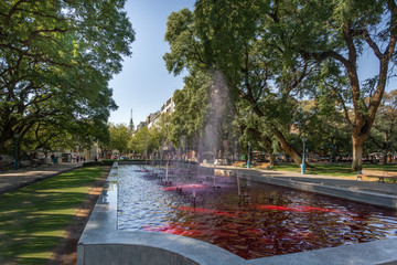 Wall Mural - Plaza Independencia (Independence Square) fountain with red water like wine - Mendoza, Argentina - Mendoza, Argentina