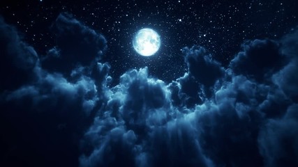 flight over the clouds - loop luxury blue crystal facet background
