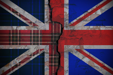 Flag of England with the texture of Scotland