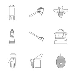 Sticker - Honey commerce icons set. Outline set of 9 honey commerce vector icons for web isolated on white background