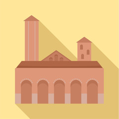 Wall Mural - City tower brown building icon. Flat illustration of city tower brown building vector icon for web design