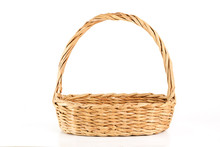 Empty Wicker Basket Isolated On White