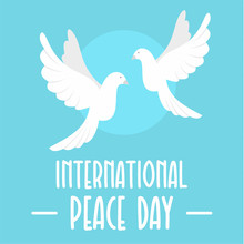 Two Pigeons Peace Day Background. Flat Illustration Of Two Pigeons Peace Day Vector Background For Web Design