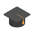 Graduate school black cap icon. Isometric of graduate school black cap vector icon for web design isolated on white background
