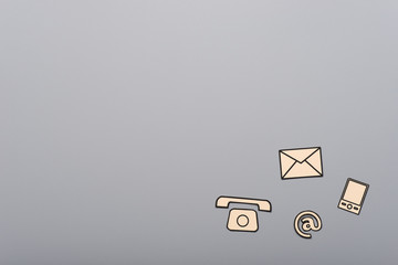 Sticker - Contact and communication icons on gray background