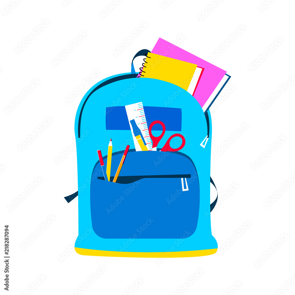 School backpack for children and education concept - obrazy, fototapety, plakaty 