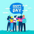 Happy friendship day card of friend group