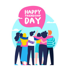 Wall Mural - Happy Friendship day card of friend group team hug