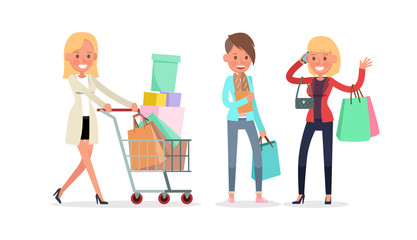 Wall Mural - Shopping women characters vector design. no3