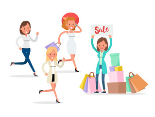 Wall Mural - Shopping women characters vector design. no11