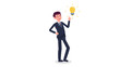© vvadyab - Young business man have a new idea concept vector illustration.Cartoon business man with light bulb.