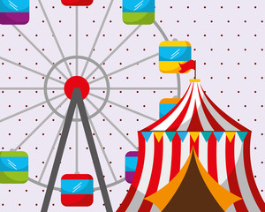 Canvas Print - circus tent ferris wheel carnival fun fair festival