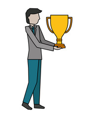 Sticker - businessman holding trophy award success