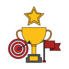 Sticker - business trophy target flag and star award